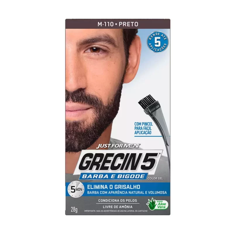 11509031334 Grecin 5 Barba, Bigode e Costeletas Preto 110