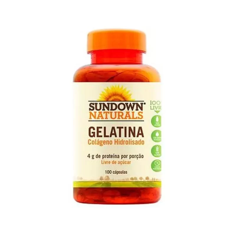 30768118495 Gelatina Colágeno Hidrolisado Sundown 565mg c/ 100 Cápsulas