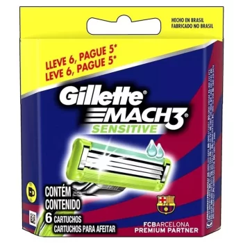Carga Gillette Mach3 Sensitive c/ 6 Unidades