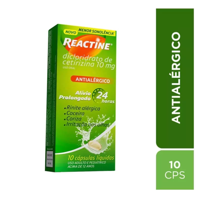 7891010567606 Reactine Antialérgico 24 Horas 10mg c/ 10 Cápsulas