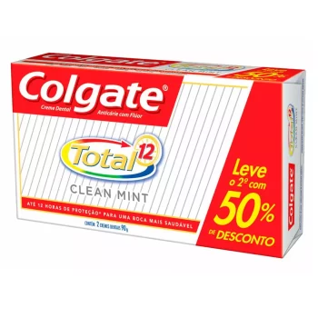 Creme Dental Colgate Total 12 Clean Mint c/2 Bisnagas de 90g