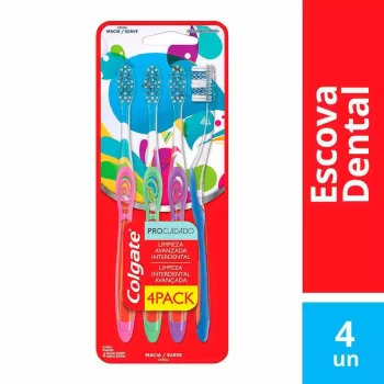 Escova Dental Colgate Pro Cuidado Macia Suave c/ 4 Unidades
