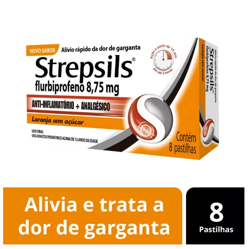 Strepsils Sabor Laranja c/ 8 PastilhaS