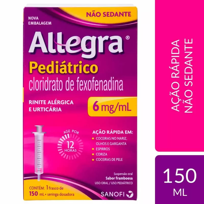 7891058004354 Allegra Susp Oral Ped Framboesa 6mg 150mL +Seringa