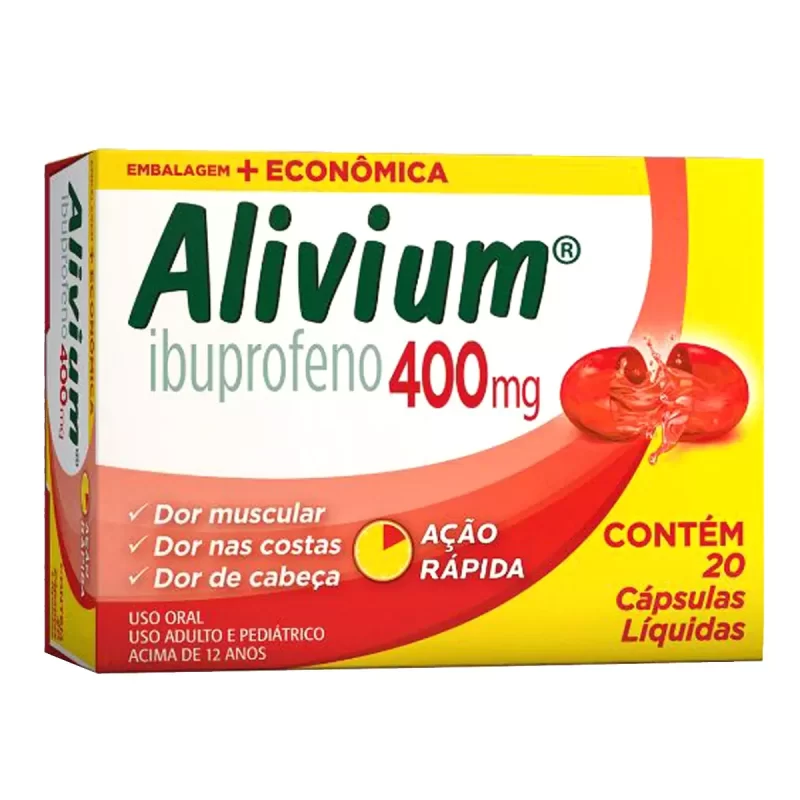 7891142203434 Alivium (Ibuprofeno) 400mg c/ 20 Cápsulas Líquidas