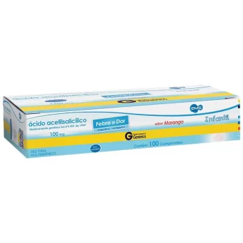 Ácido Acetilsalicílico Inf Morango 100mg 100 Cpr Genérico EMS