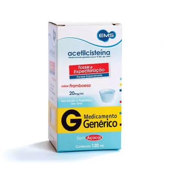 Acetilcisteína Xarope Expectorante Pediátrico Framboesa 20mg/mL 120mL Genérico EMS