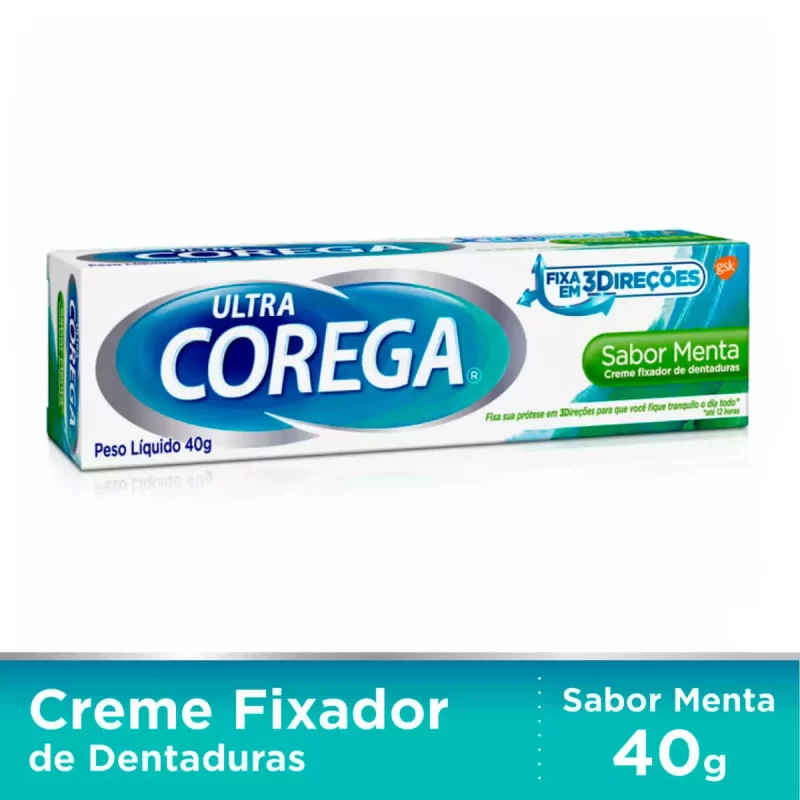 7896009400148 Corega Ultra Creme Fixador Para Dentaduras Menta 12H 40g