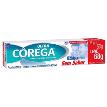 Corega Ultra Creme Fixador Para Dentaduras Sem Sabor 68g