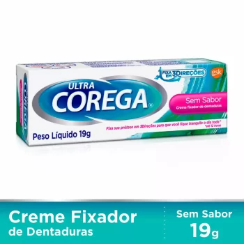 Corega Ultra Creme Fixador Para Dentaduras Sem Sabor 19g