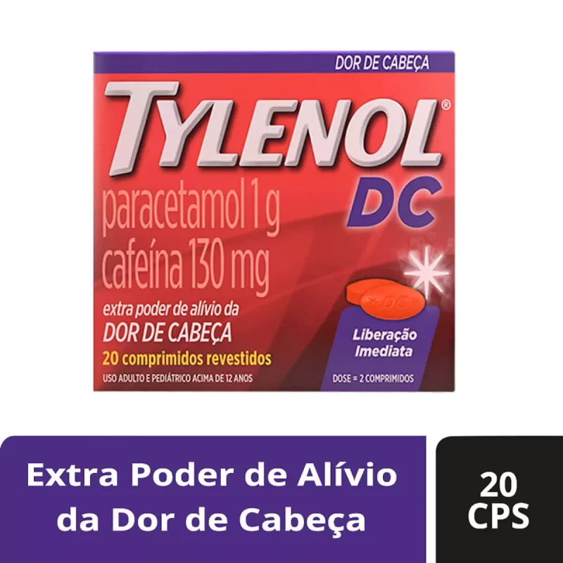 7896212413560 Tylenol DC 1g/130mg c/ 20 Comprimidos