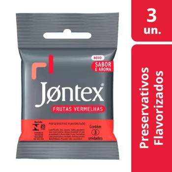 Preservativo Jontex Flavorizado Fruta Vermelha 3 Camisinhas