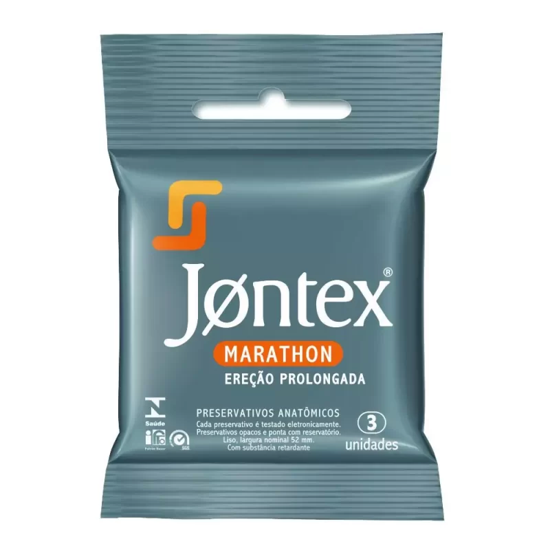 7896222720306 Preservativo Jontex Marathon c/ 3 Camisinhas