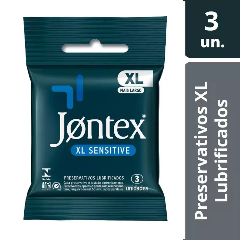 7896222720320 Preservativo Jontex Sensitive XL c/ 3 Camisinhas