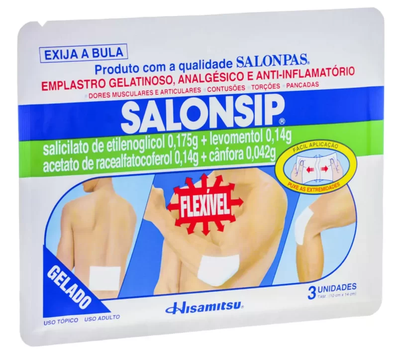 7896227800171 Salonsip Emplastro Gelatinoso Flexível Gelado Salonpas c/3