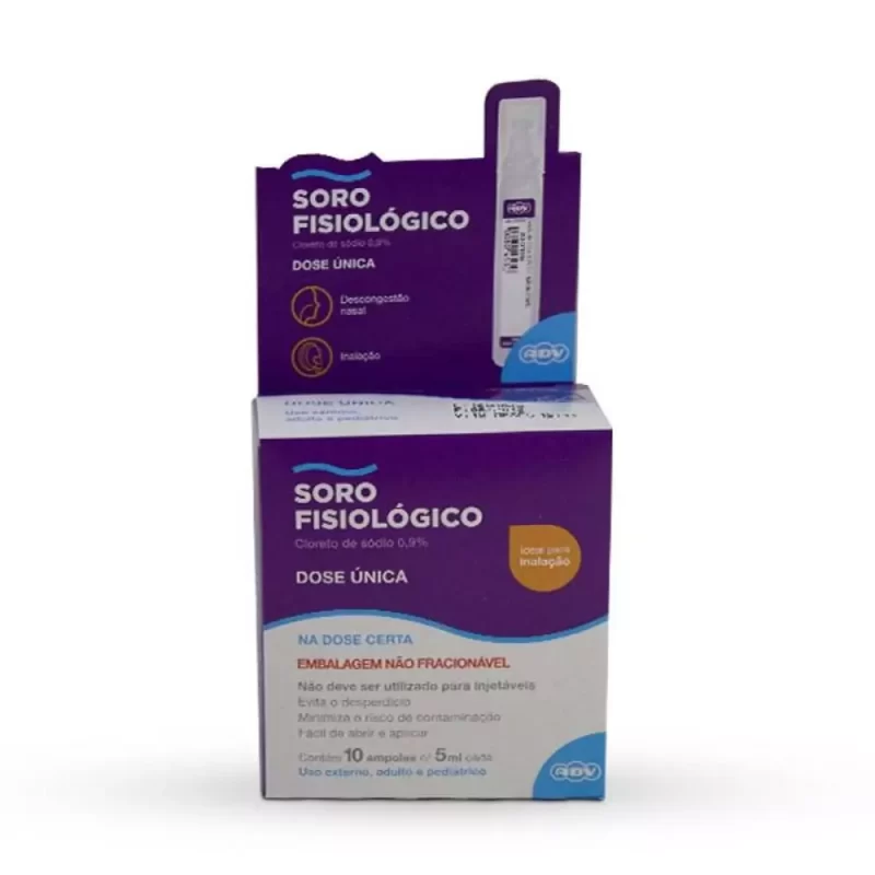 7896230304536 Soro Fisiológico Dose Única ADV c/ 10 Ampolas de 5mL