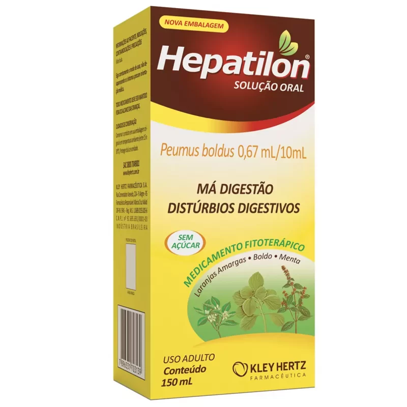 7896331703139 Hepatilon Solução Oral Para Má Digestão 150mL