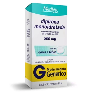 Dipirona Monoidratada 500mg c/30 Comprimidos Genérico Medley
