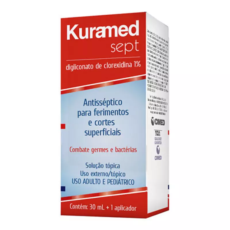 7896523214252 Kuramed Sept Solução Antisséptica 1% 30mL +1 Aplicador