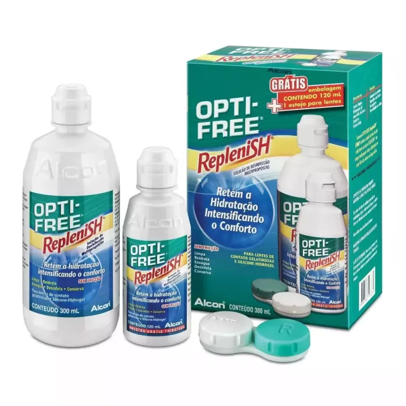 7896548198674 Opti-free Replenish Multiuso p/ Lentes 300ml +120ml +estojo