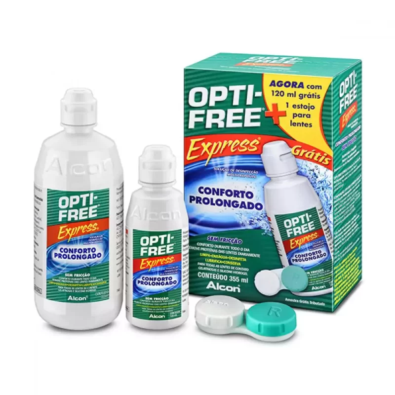 7896548199435 Opti-Free Express Solução Lentes 355mL +Grátis 120mL +Estojo