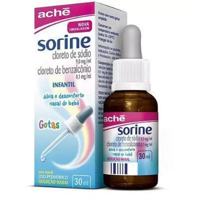 7896658012303 Sorine Solução Nasal Gotas Infantil 9mg/0,1mg/mL 30mL