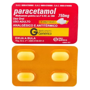 Paracetamol 750mg c/ 4 Comprimidos Genérico Neo Quimica