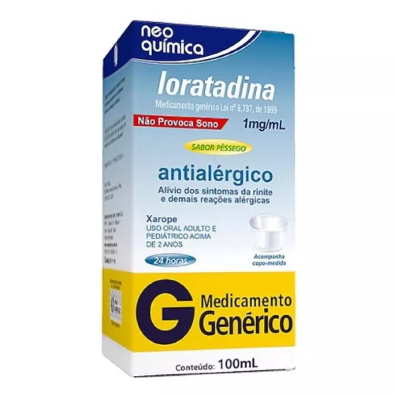 7896714224701 Loratadina Xarope 1mg 100mL Copo Medida Genérico Neo Quimica