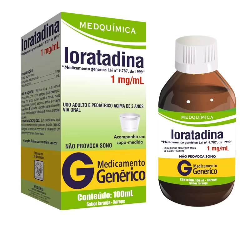 7896862923129 Loratadina Xarope 1mg 100mL +Copo Medida Genérico Medquimica