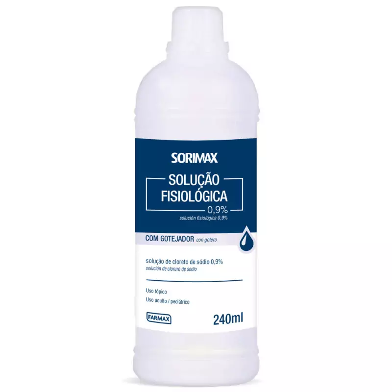 7896902212176 Soro Fisiológico Farmax 0,9% Cloreto de Sódio 240mL