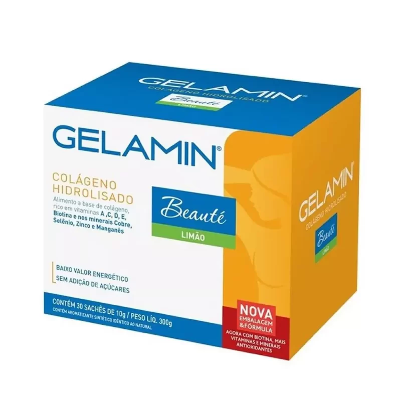 7897836697145 Gelamin Beauté Colágeno Hidrolisado Laranja 30 Sachês de 10g