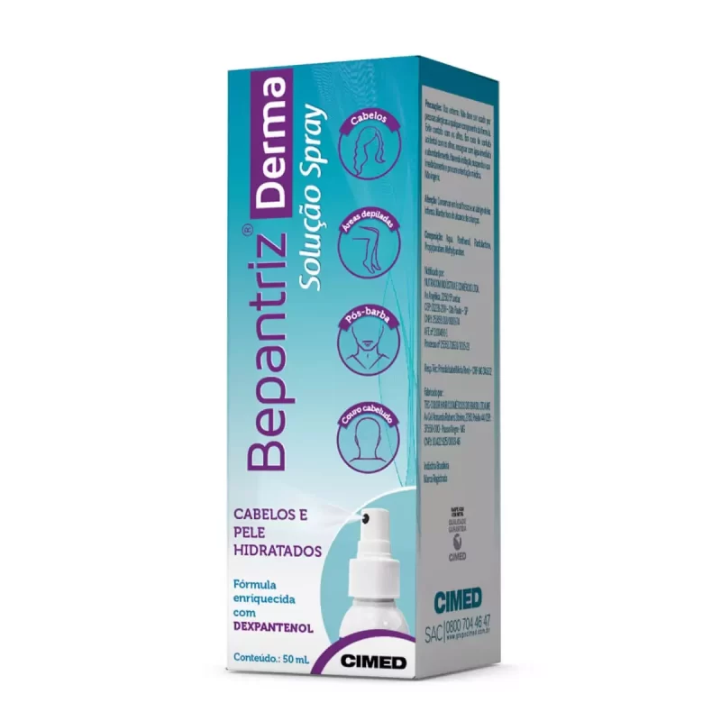 7897947612334 Bepantriz Derma Spray Para Pele e Cabelo Hidratados 50mL