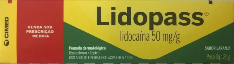 7898075310901 Lidopass Pomada Dermatológica Sabor Laranja 50mg/g 25g
