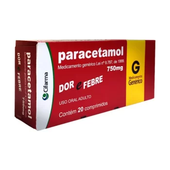 Paracetamol 750mg c/ 20 Comprimidos Genérico Cifarma