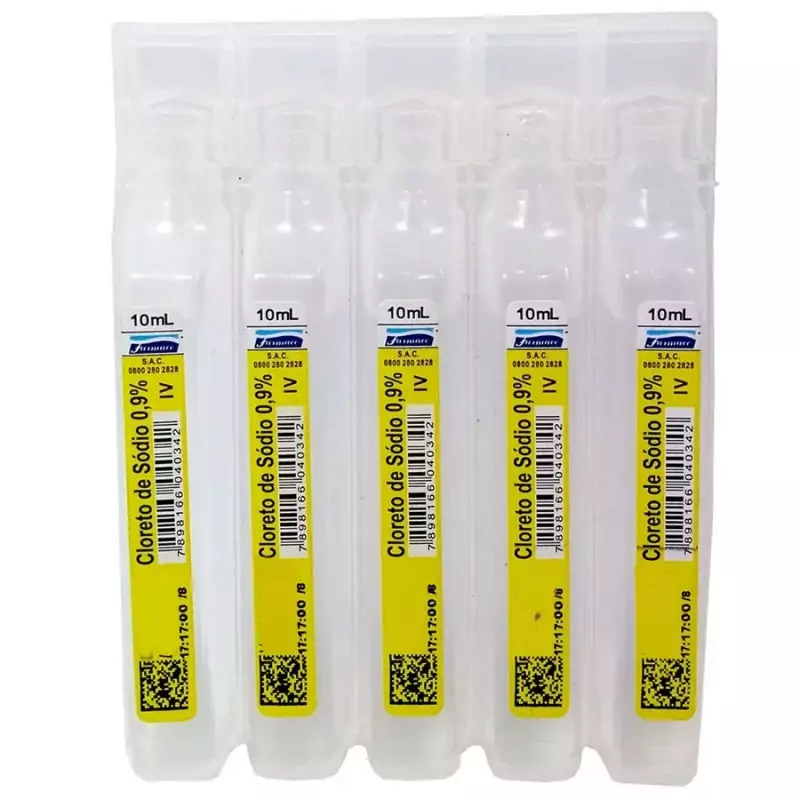 7898166040342 Soro Fisiológico Dose Única Farmace c/ 5 Ampolas de 10mL