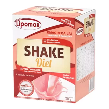 Lipomax Shake Diet Sabor Morango c/ 7 Sachês de 40g Cada