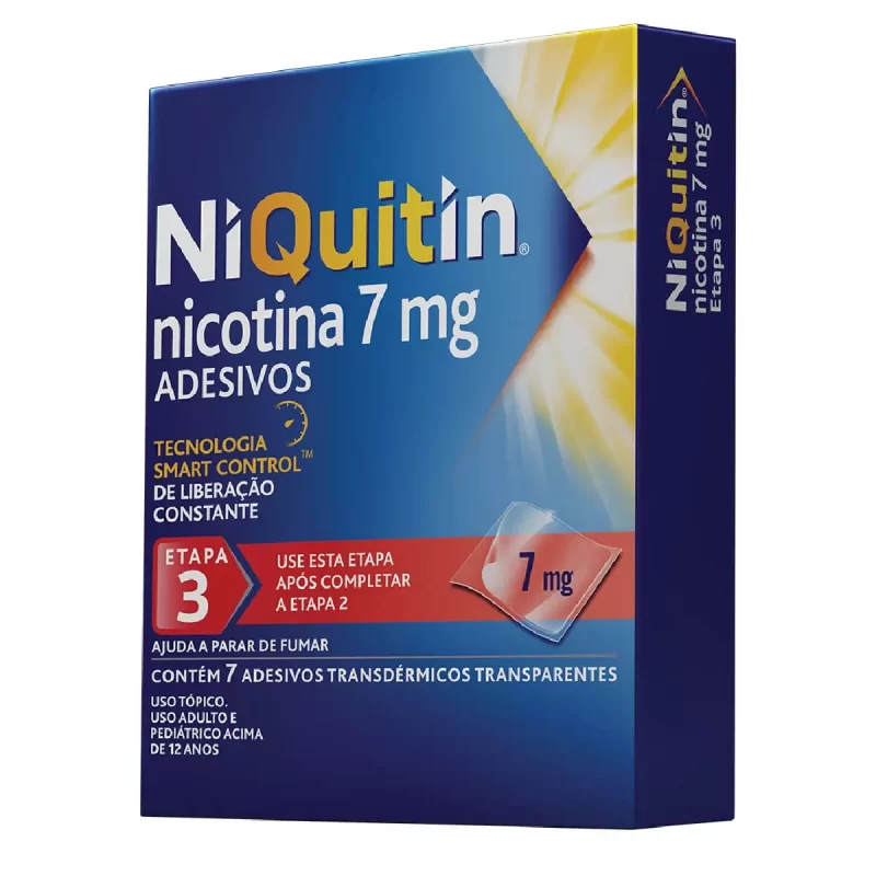 7898928257018 NiQuitin Adesivos Ajuda a Parar de Fumar 7mg c/7 (Etapa 3)