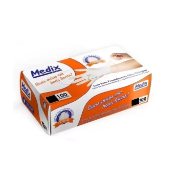 Luva de Latex Medix Lisa p/ Procedimentos c/100 (50 Pares-M)