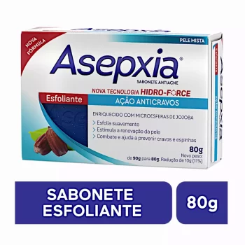 Asepxia Sabonete Antiacne Esfoliante Ação Anticravos 80g