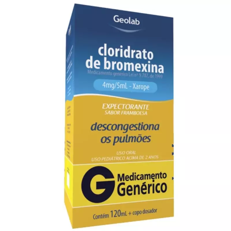 7899095230088 Bromexina Xarope Infantil 4mg/5mL 120mL Genérico Geolab